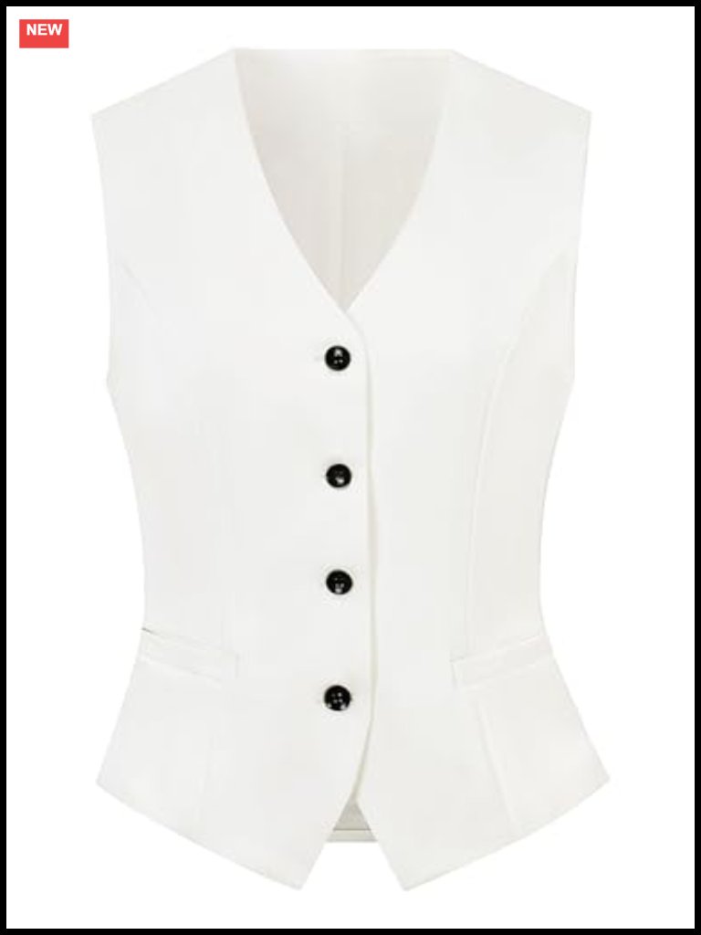Women's Sleeveless V-Neck Waistcoat Vest Slim Fit Formal Office Blazer